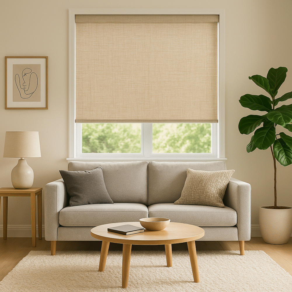 light filter roller blind installed in a living room - Value Blinds NZ